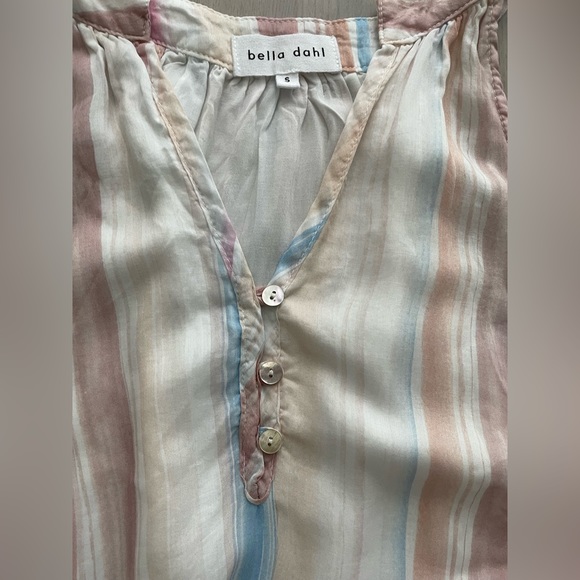 Bella Dahl Desert Horizon Striped Sleeveless Dress in Soft Pastel with Waist Tie - Picture 7 of 11